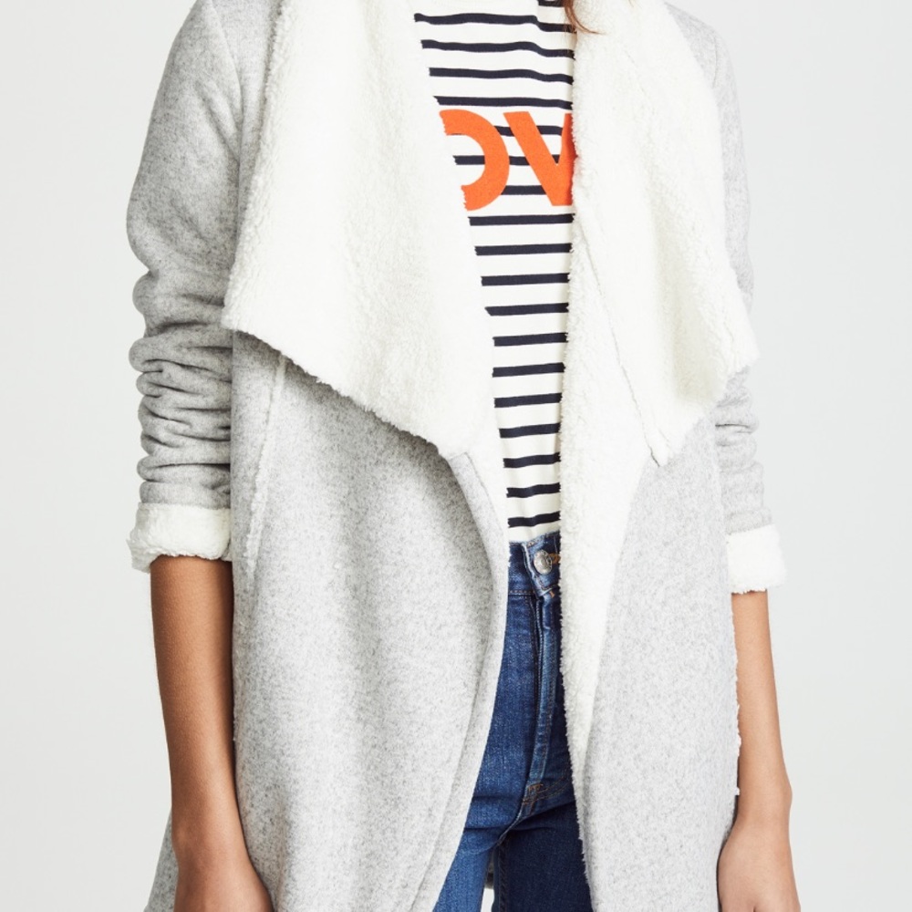 Jack by BB Dakota Gray and White Open Front Jacket